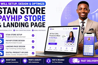 setup stan store design stan store website setup payhip landing page