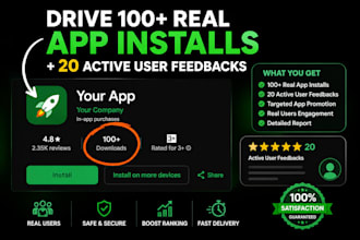 10m IOS install, mobile app promotion, android app promotion, rating review