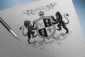 design vintage style family crest heraldic shield coat of arms and emblem logo