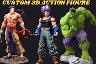 anime figure toy anime character action figure 2d to 3d model stl for printing