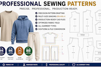 create sewing patterns, pattern grading, and tech packs in pdf and dxf