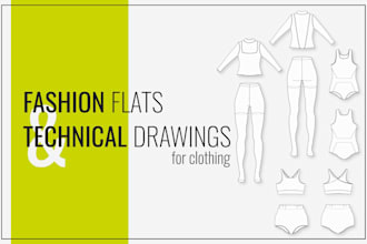 fashion flats and technical drawings for clothing