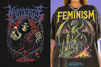 create dark occult horror tshirt art for streetwear brands