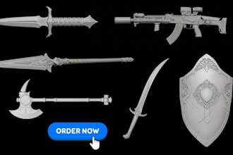 design 3d cosplay armor, 3d sword, shield, prop for 3d printing