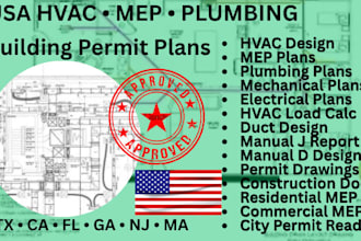 design USA hvac mep and plumbing plans stamped for building permit approval
