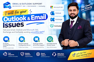 fix your outlook and email issues, at microsoft 365,exchange,godaddy