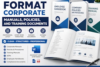 format corporate manuals, policies, and training documents