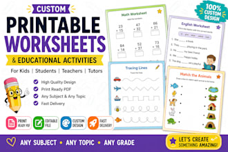 design printable worksheets and educational activities