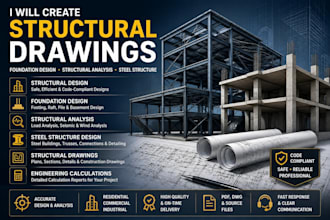 create structural drawings foundation design structural analysis steel structure