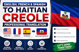 translate  french and spanish to haitian creole