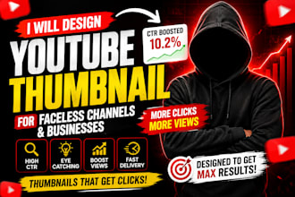 design youtube thumbnail for faceless channels and business