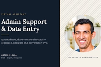be your virtual assistant for admin support and data entry