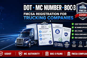 do dot and mc number registration with boc3 filling for trucking company