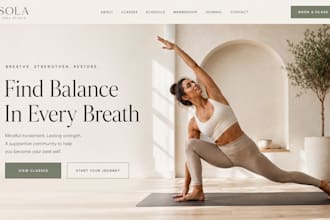 design squarespace pilate yoga barre studio website with class booking