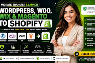 clone or migrate wordpress woocommerce wix to shopify with SEO and data transfer