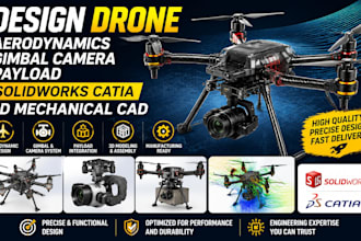 design drone aerodynamics gimbal camera payload solidworks catia 3d mechanical