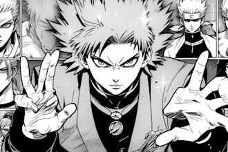 draw manga comic book, webtoon anime illustration for you