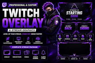 design a professional twitch overlay and stream graphics