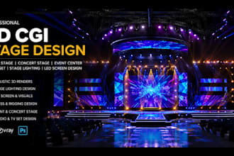 do 3d cgi stage lighting virtual stage design event center concert studio design