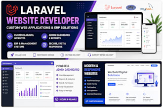 develop laravel website, web app, erp and admin dashboard