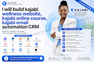 build kajabi wellness website, kajabi online course, kajabi email automation CRM