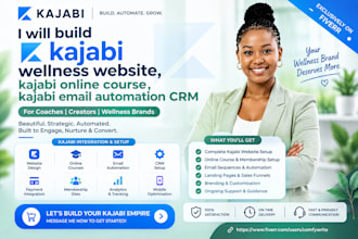 build kajabi wellness website, kajabi online course, kajabi email automation CRM
