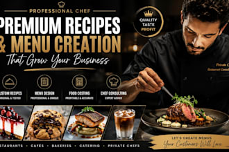 create restaurant menus, recipes and food costong
