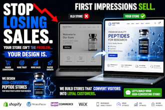 design a custom peptide shopify store, ecommerce site and landing page
