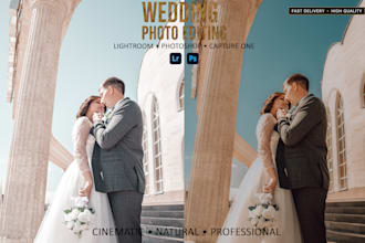 do wedding photo editing in lightroom and photoshop