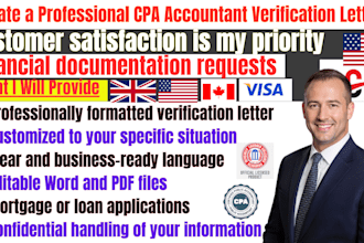 create a professional CPA accountant verification letter