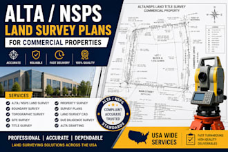 prepare alta nsps land survey plans for commercial properties