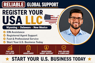 register your USA llc in wyoming delaware or new mexico with ein