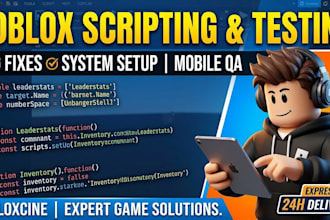 custom roblox scripting, fix bugs, and roblox game testing
