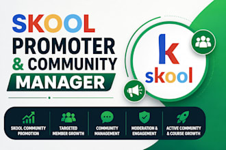 do skool promotion, community management, online course promotion