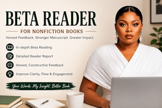 beta read your nonfiction book with detailed reader report, manuscript critiques