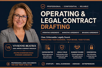 draft operating agreement, legal contract, marketing, branding agreement