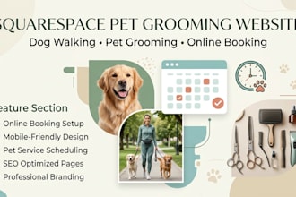 build squarespace pet grooming dog walking website with online booking