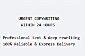 do urgent copywriting, article writing within 24 hours