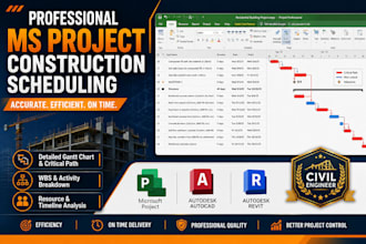 prepare a professional construction schedule using ms project