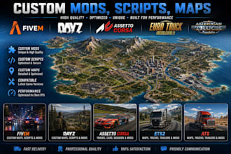 create custom mods, scripts, maps for fivem, dayz, asseto corsa, ets2, ats