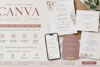 design luxury canva wedding invitation canva party invite rsvp wedding signage