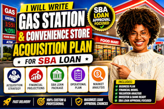 write a gas station and convenience store acquisition plan for an sba loan