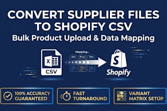convert vendor supplier file into shopify CSV bulk import product content upload