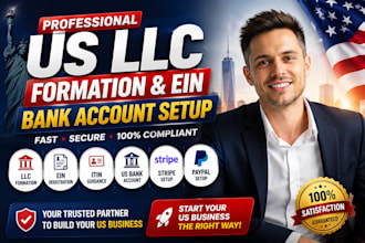 us banking llc formation ein itin US business bank account stripe paypal setup