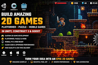 build 2d platformer puzzle and mobile games in unity construct 3 and godot