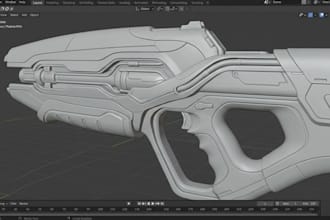 model, rig, and animate futuristic 3d guns for unreal engine and unity
