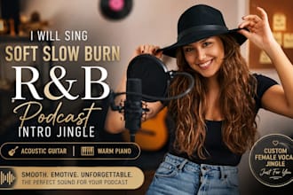 sing soft slow burn rnb podcast intro jingle with acoustic guitar and warm piano