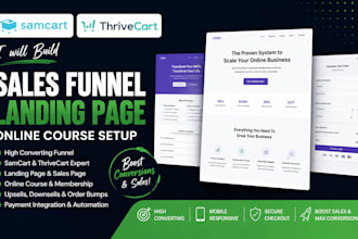 samcart thrivecart sales funnel online course landing page, samcart