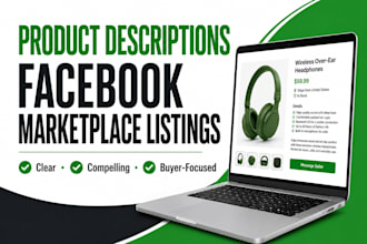 write product descriptions and facebook marketplace listings