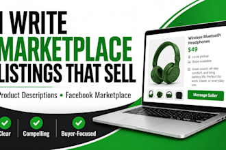 write product descriptions and facebook marketplace listings